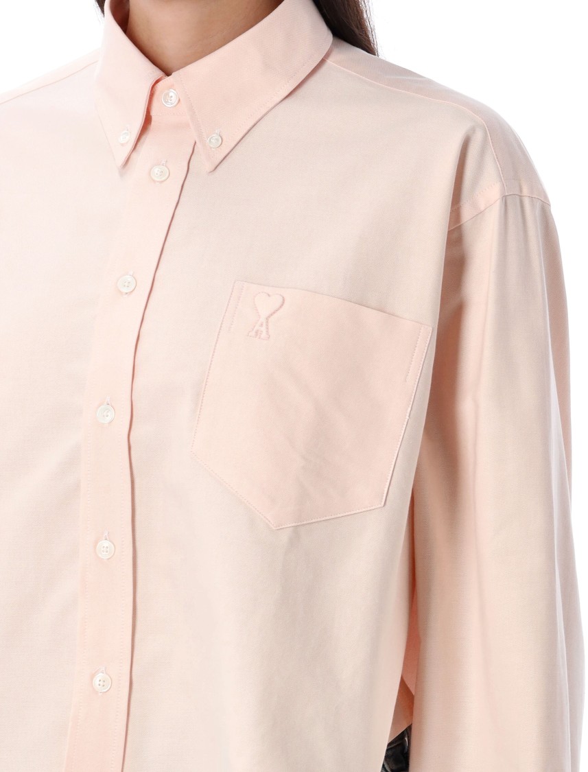 Ami Alexandre Mattiussi Ami Paris Oxford Cropped Shirt In Pink