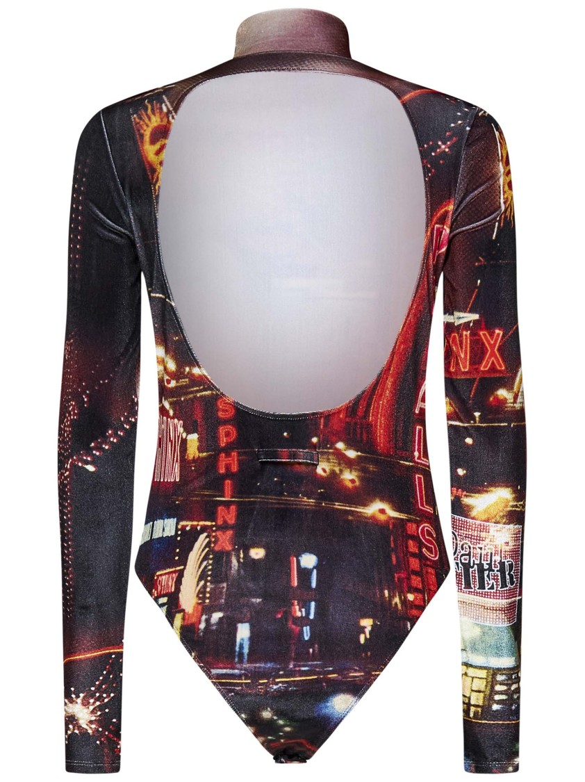 Jean Paul Gaultier The Velvet Pigalle High-neck Bodysuit In Red