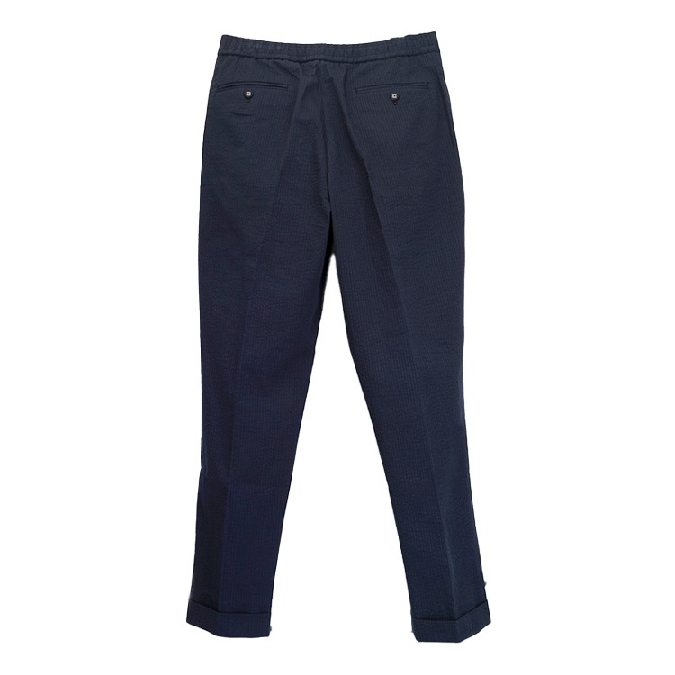 Officine Generale Plain Front Pants With Grosgrain Drawstring In Blue