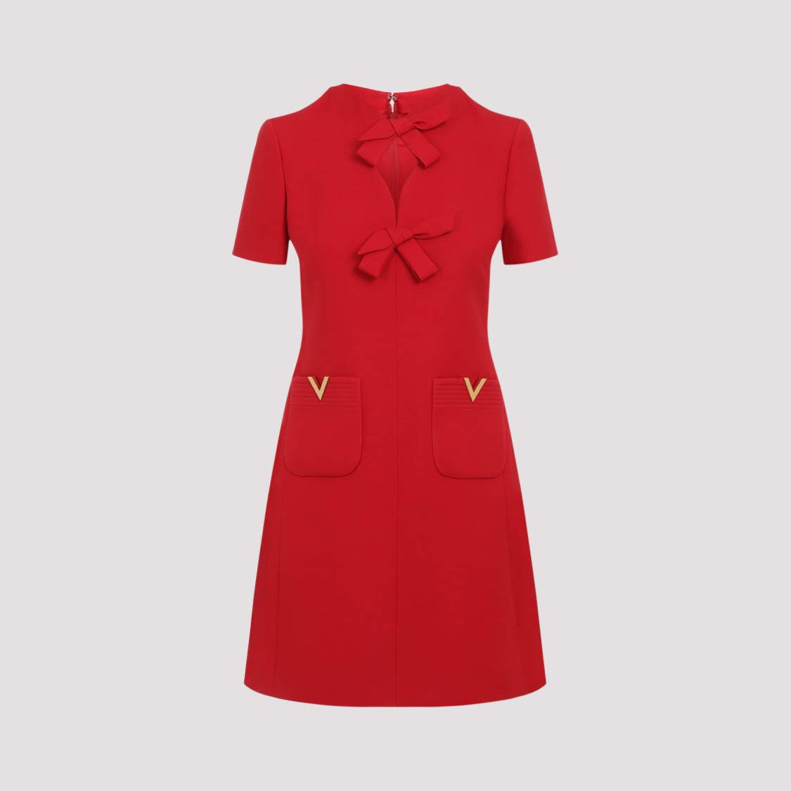 Valentino Fitted Red Dress With Decorative Bows In Red