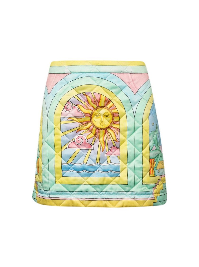 Casablanca Art Deco Quilted Curved Hem Mini Skirt