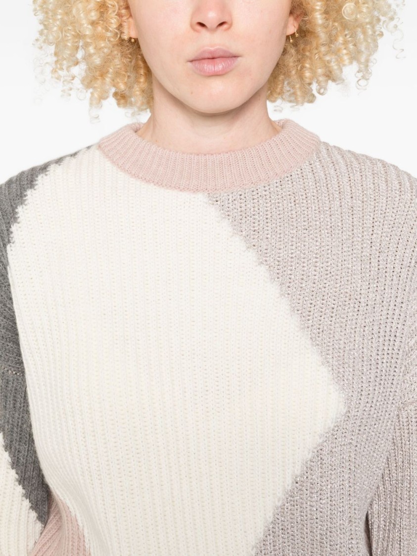 Liu •jo Liu Jo Geometric Pattern Wool-blend Sweater In Multi