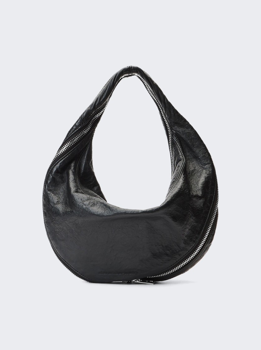 Alexander Wang Twyst Handle Bag In Memory Leather In Black