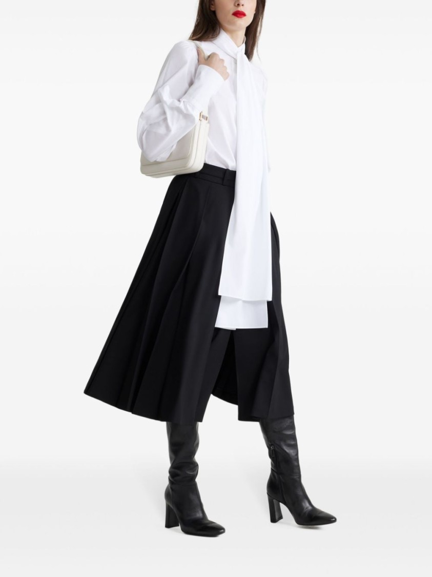 Patou Draped Collar Shirt With Buttoned Cuffs In White