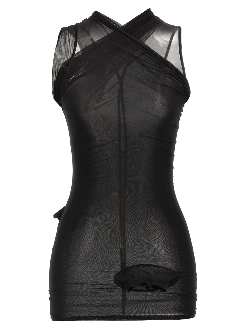 Rick Owens Semi-transparent Cupro Stretch Jersey Top In Black
