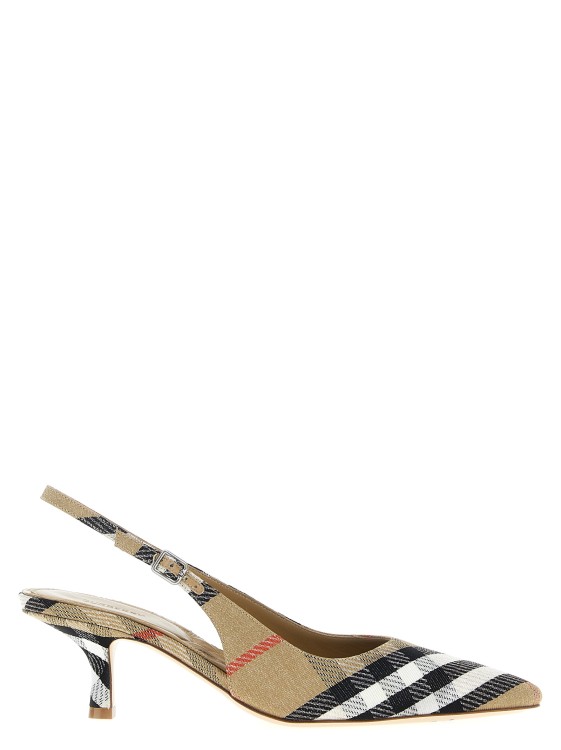 パンプス Burberry Check Print Slingbacks With Laminated Accents Burberry Check Print Slingbacks With Laminated Accents Pump