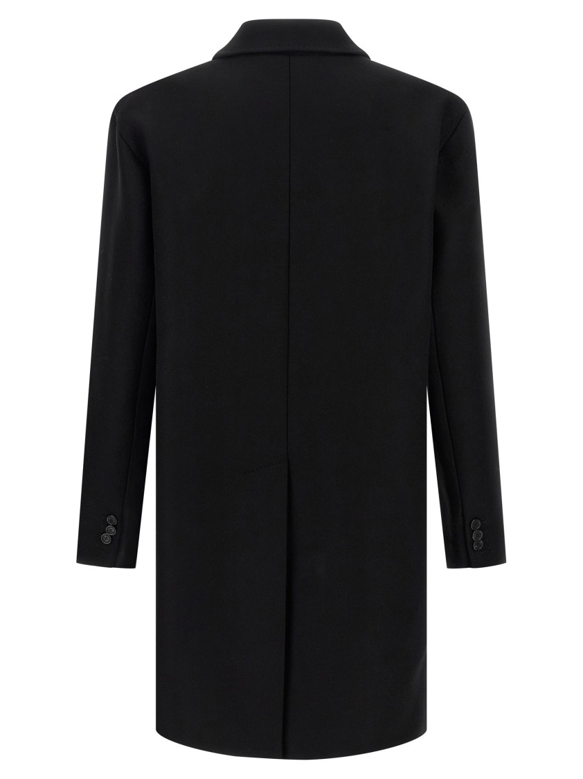 Dsquared2 Single-breasted Midi Coat With Monogram Lining In Black