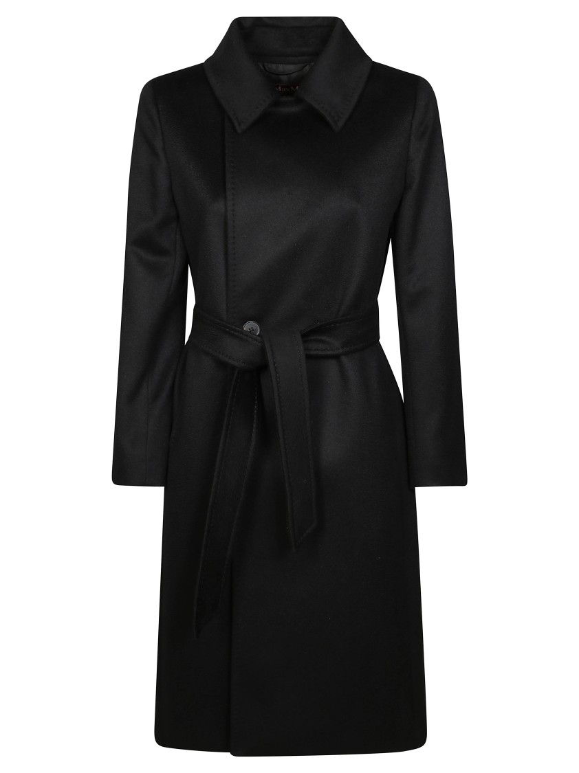 Max Mara Straight-cut Black Coat With Double-button Closure