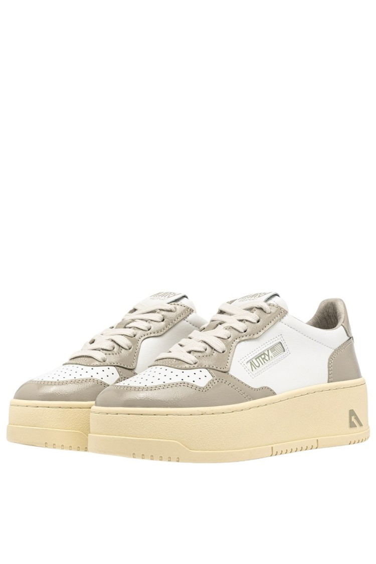 Autry Platform Low Lea Pat Wht Pltaupe Sneakers In White
