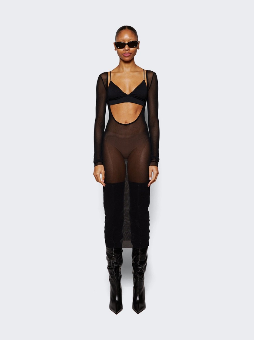 Jean Paul Gaultier X Shayne Oliver Mesh Low Cut And Backless Dress In Black