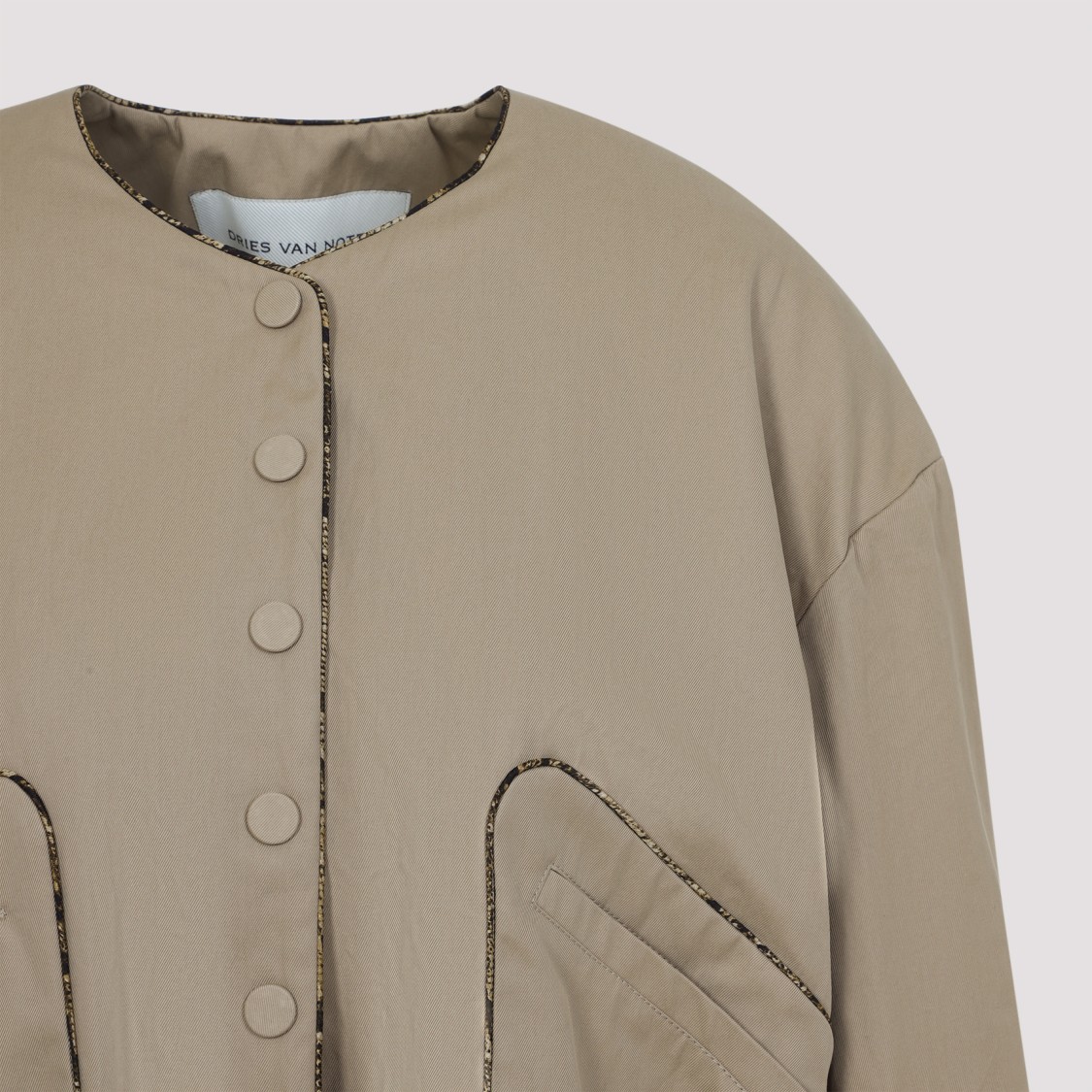 Dries Van Noten Beige Vadon Cotton Bomber Jacket In Neutrals
