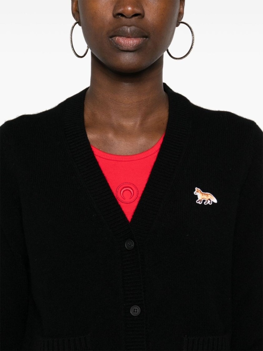 Maison Kitsuné Baby Fox Patch Boxy Cardigan In Black