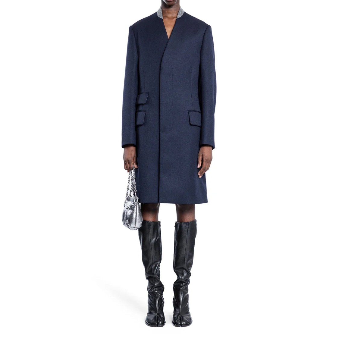 Maison Margiela Wool Cavalry Coat With Concealed Button Closure
