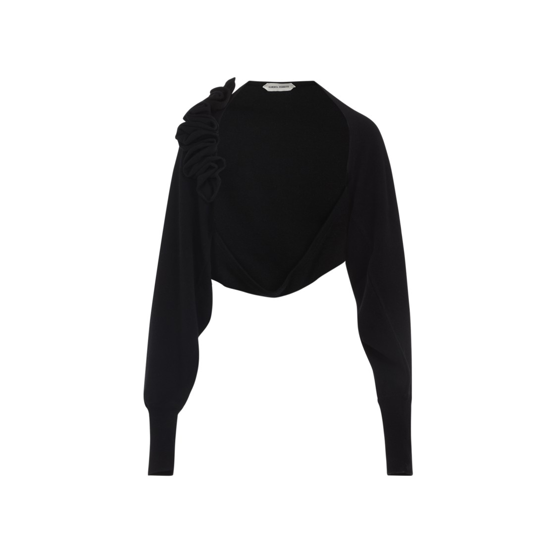 Alberta Ferretti Open Front Black Wool And Silk Cardigan In Black