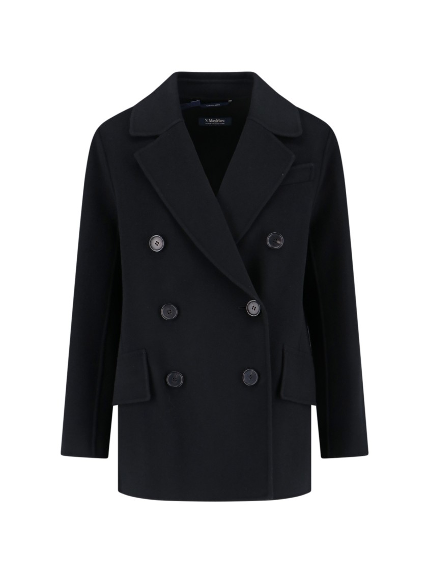 Max Mara Double-breasted Tailored Blazer With Notched Lapel In Blue