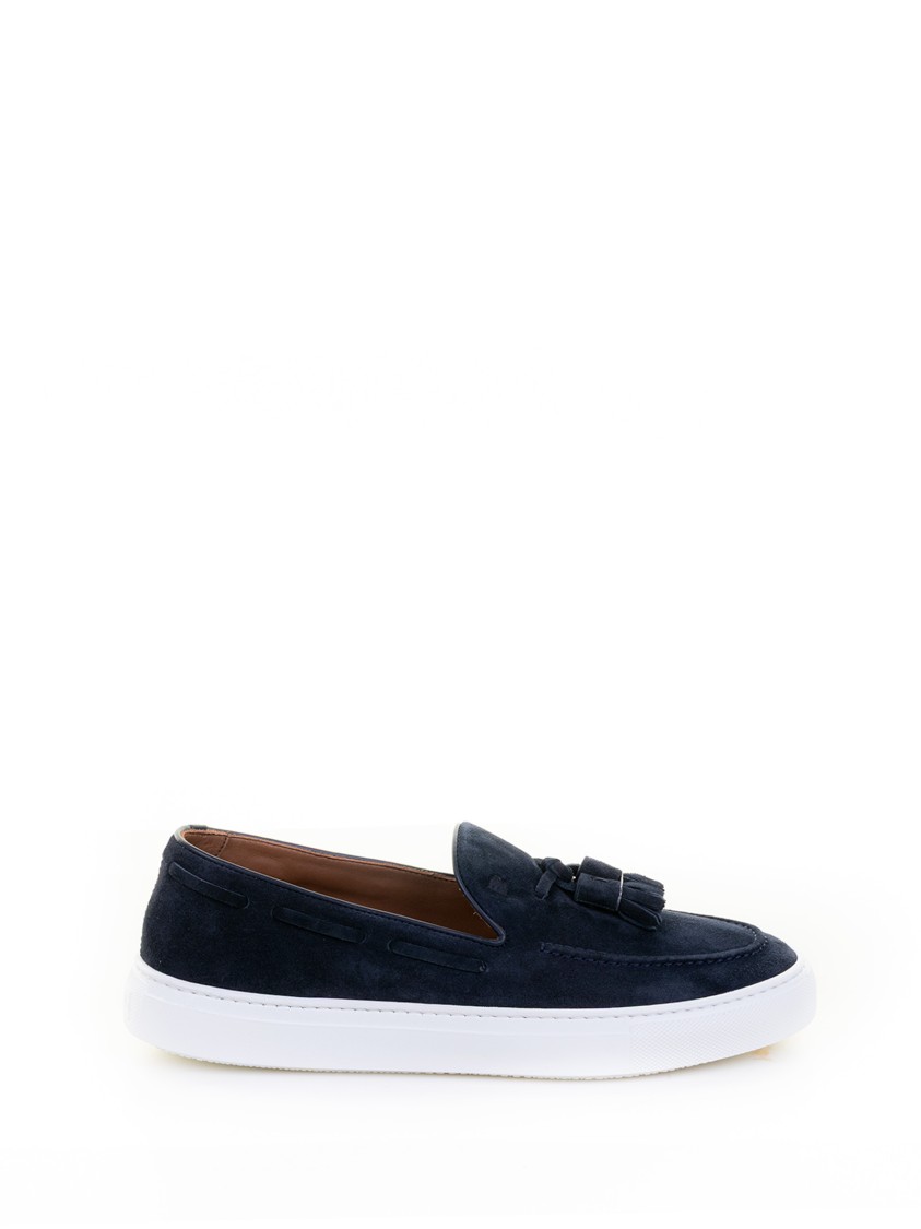 Fratelli Rossetti Suede Moccasin With Tassels And Contrasting Sole In Blue