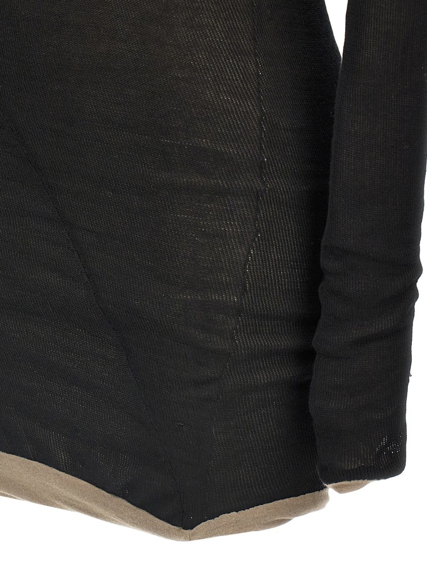 Attico The Two-material Knit Mini Dress With Asymmetrical Hemline