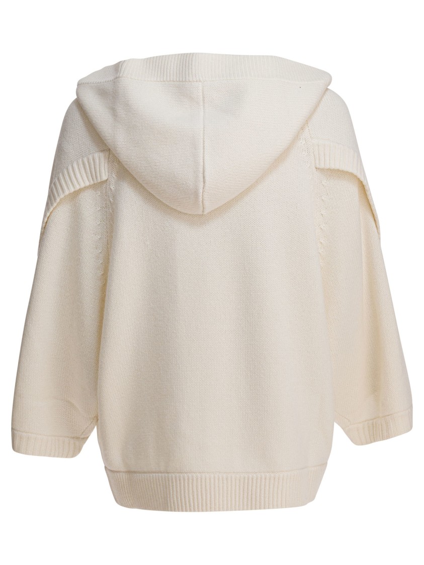 Max Mara Knitwear With Buttoned Hood And Relaxed Fit In White
