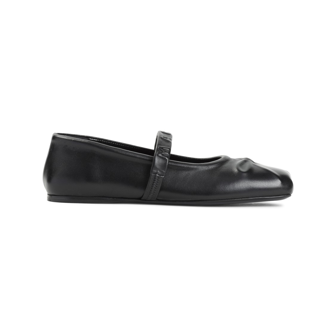 Marni Black Ballerinas With Embossed Bow Detail On The Front In Leather Woman In Black