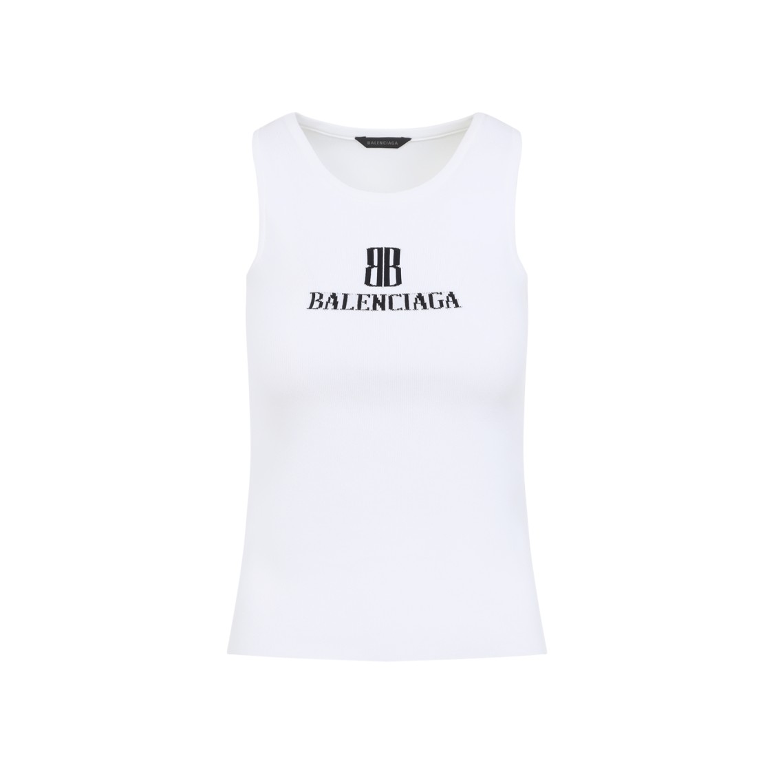Balenciaga Ribbed Texture Sleeveless Tank Top In White