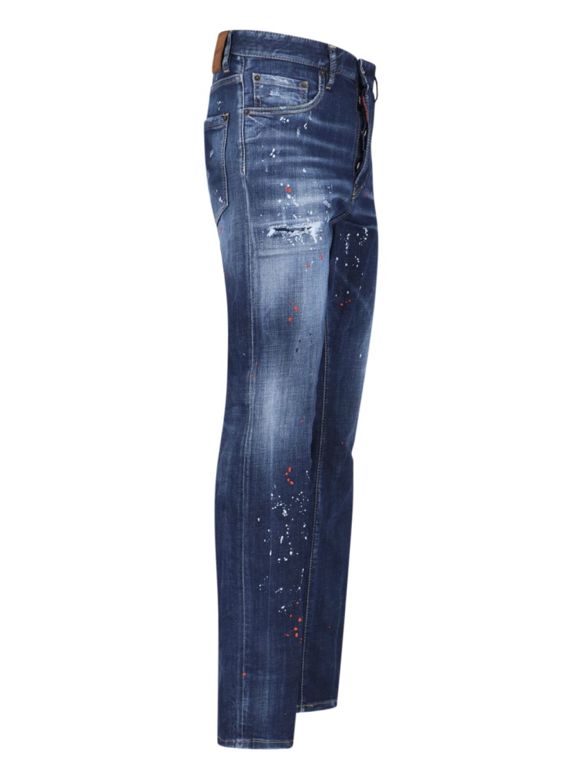 Dsquared2 Medium Easy Red Spots Wash Skater Jean In Blue