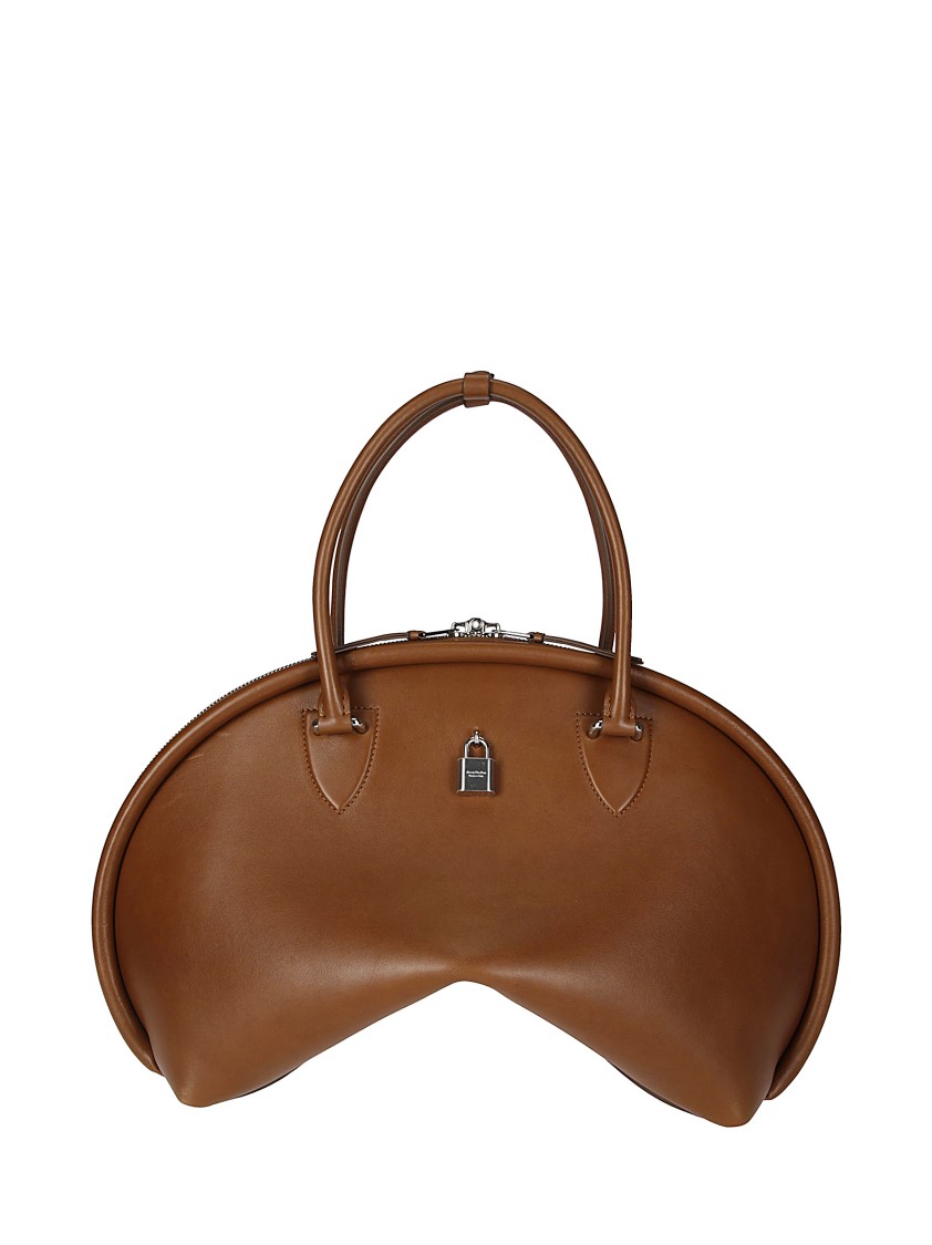 Acne Studios Curved Brown Handbag With Double Slider Zip In Brown