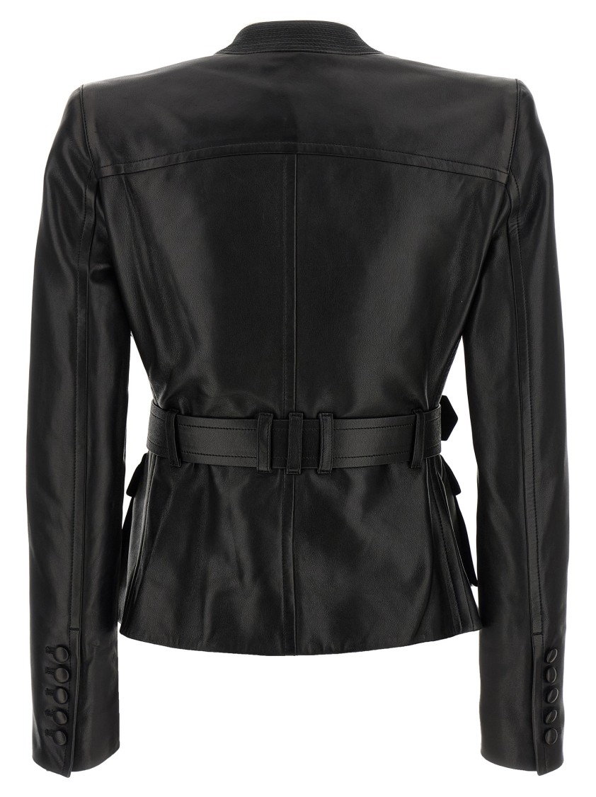 Balmain Belted 4 Pokets Fitted Lambskin Jacket Clothing In Black