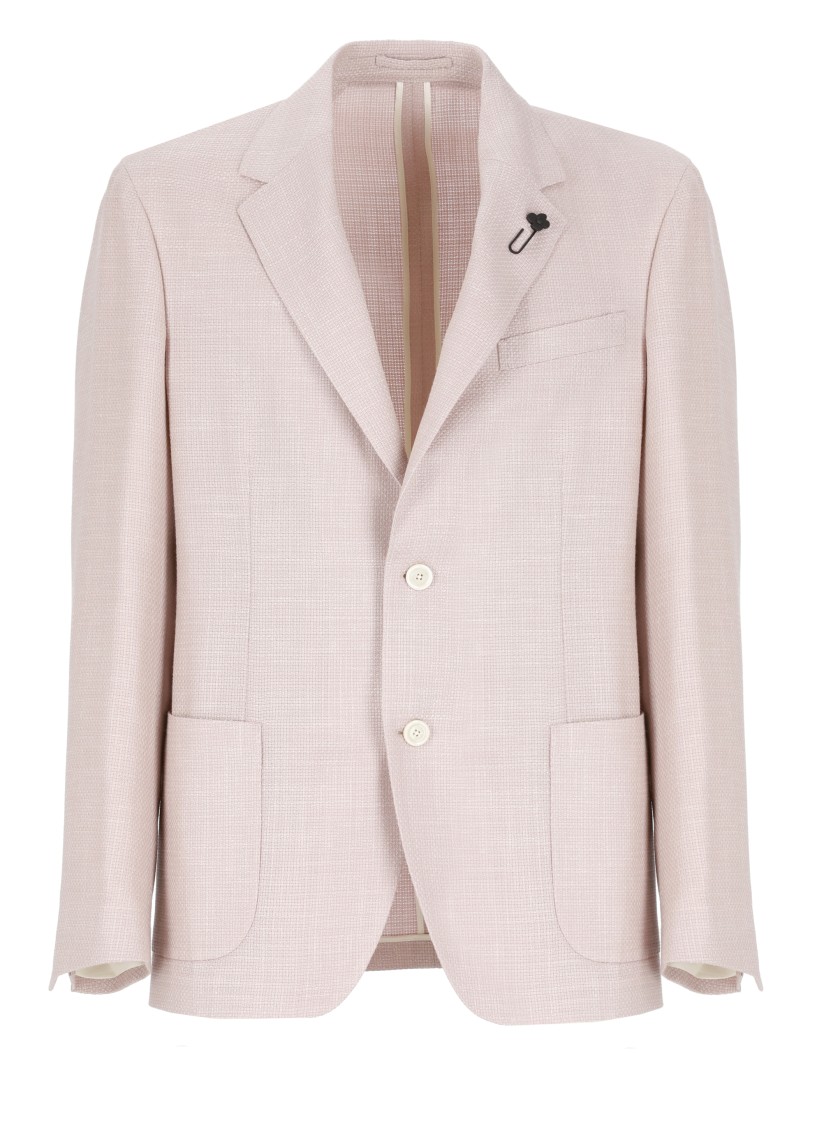 Lardini Pink Wool Blend Jacket In Neutrals