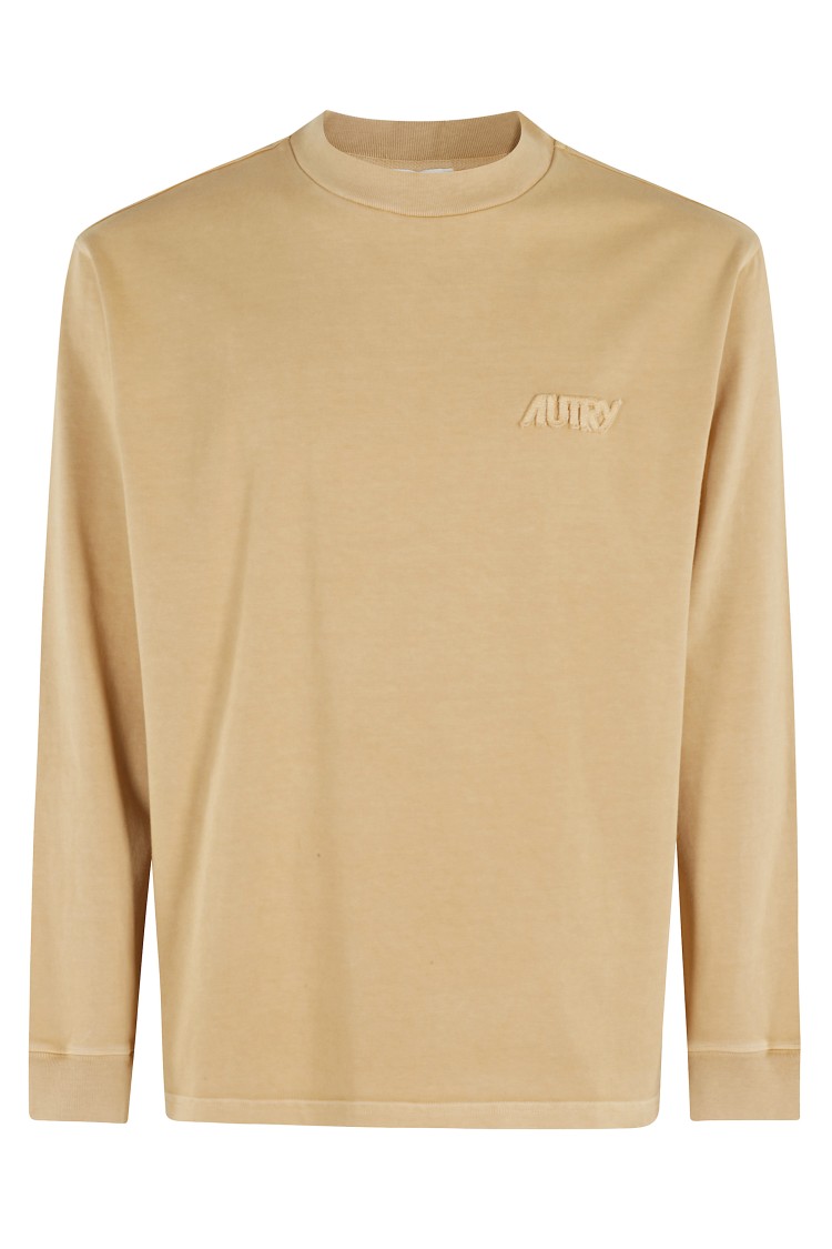 Shop Autry Relaxed-fit Long Sleeve Shirt With Embossed Logo In Neutrals