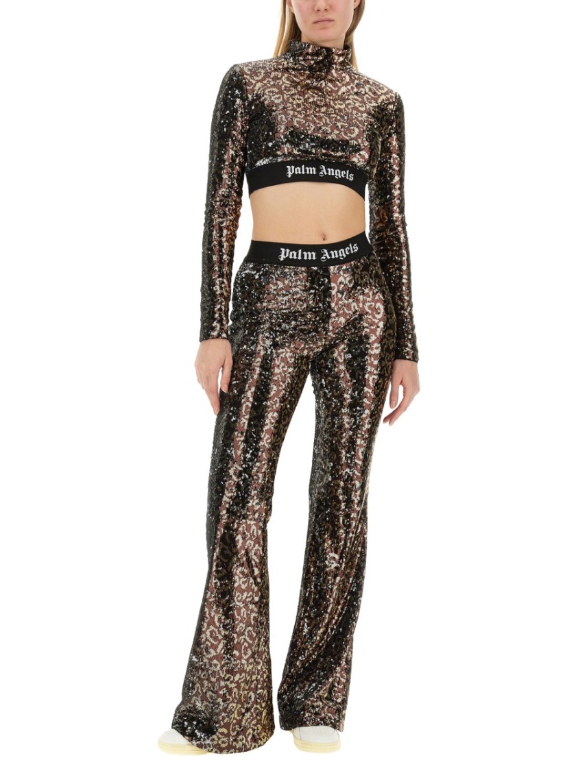 Palm Angels Flare Fit Pants In Black