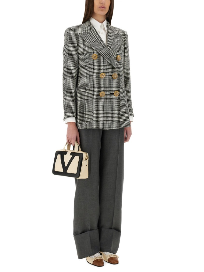 Shop Valentino Straight Wide-leg Virgin Wool Pants