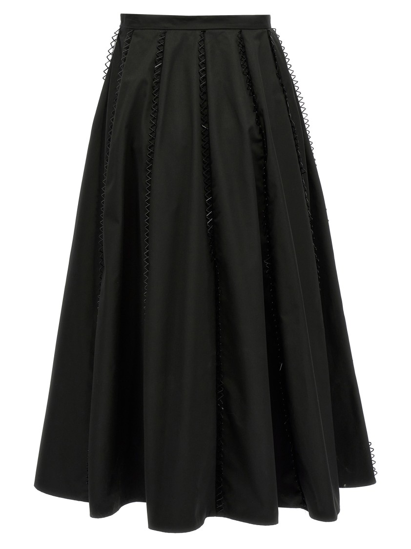 Fabiana Filippi Longuette Skirt With Beaded Embroidery Detail In Black
