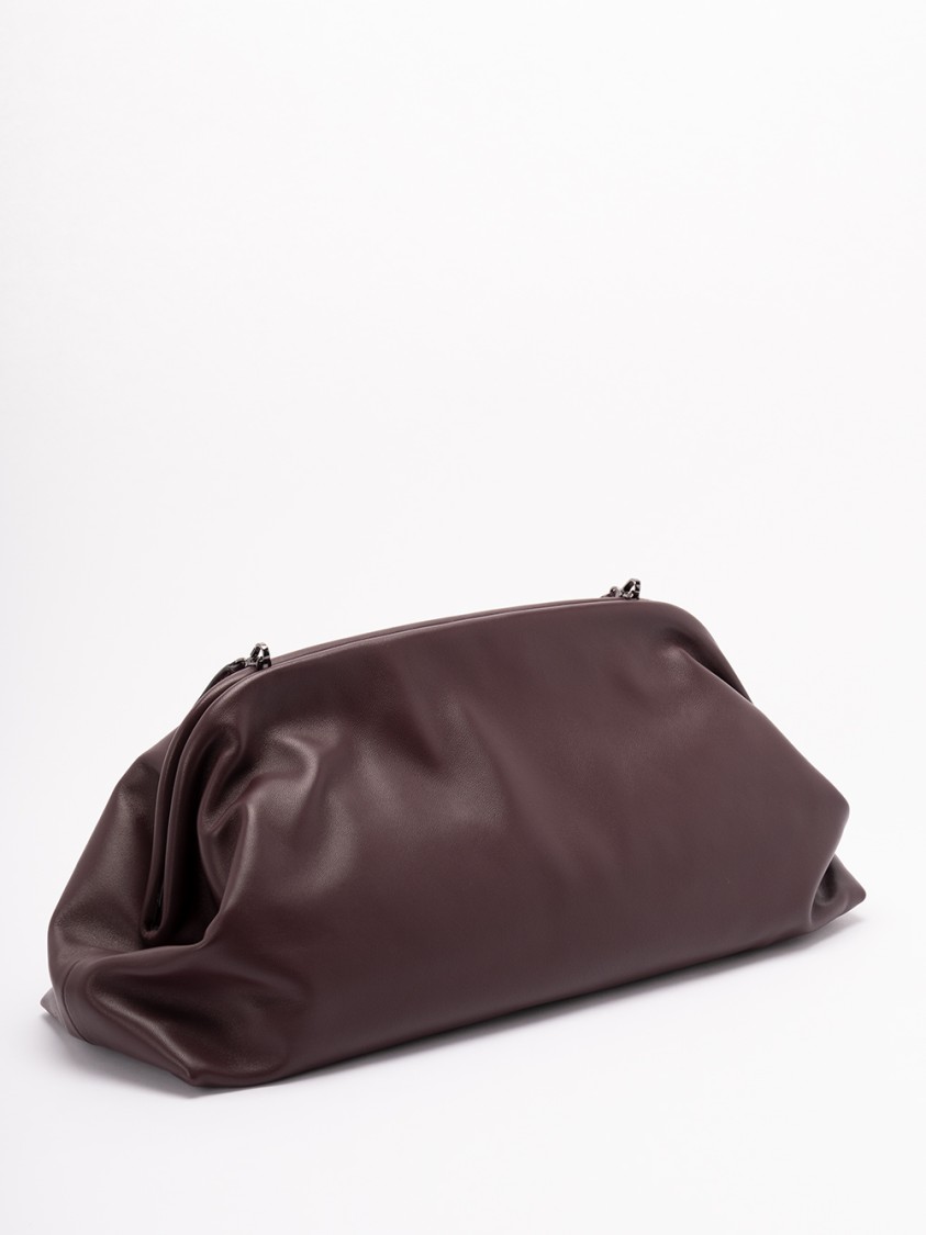 Alberta Ferretti Structured Leather Handbag With Sturdy Handle In Brown