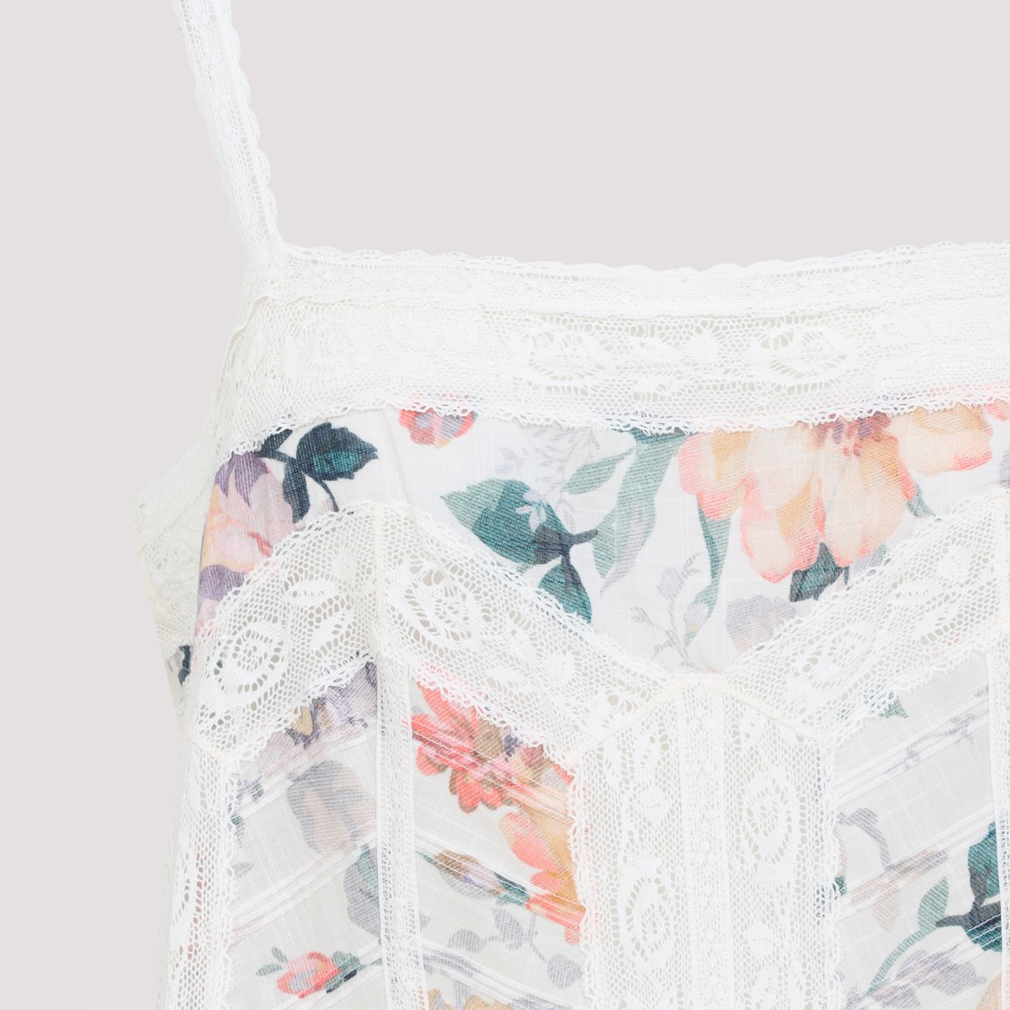 Shop Zimmermann Acacia Lace White Cotton Mini Dress In Multicolor