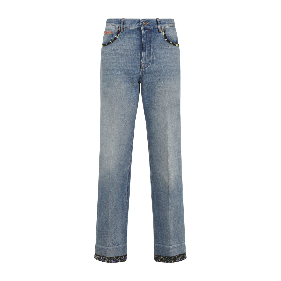 Valentino Straight-fit Denim Pants With Colorful Embellishments