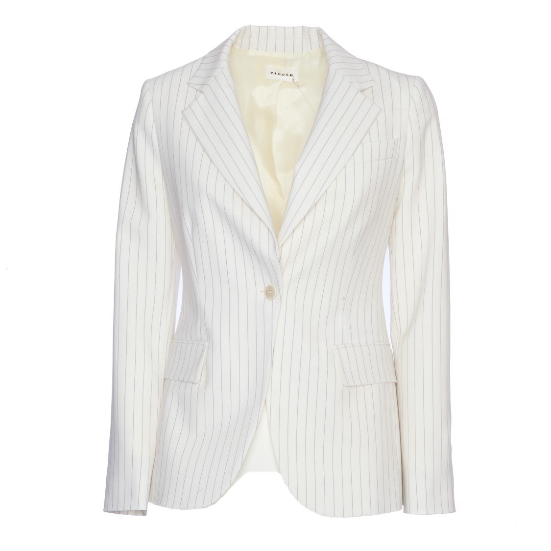 P.a.r.o.s.h Parosh Pinstriped Single-breasted Blazer With Flap Pockets In White