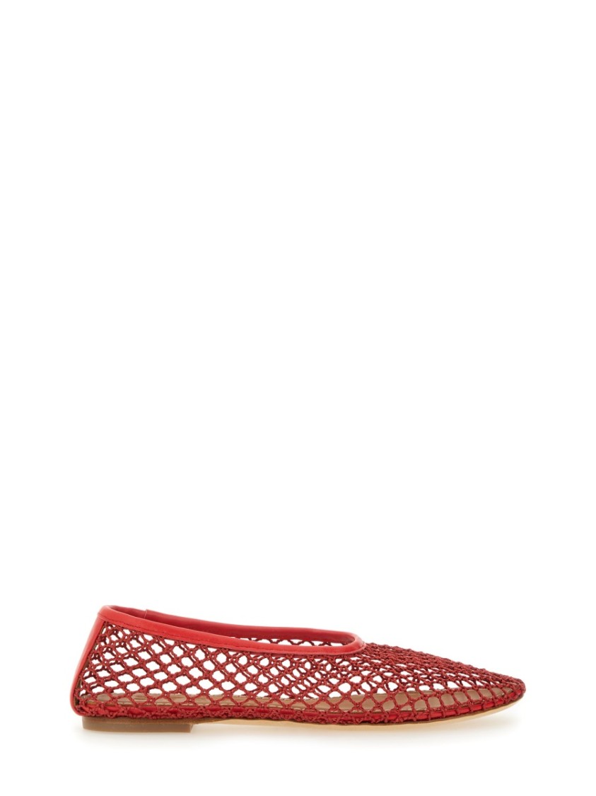 Staud Alba Ballet Flats Red Netting In Red
