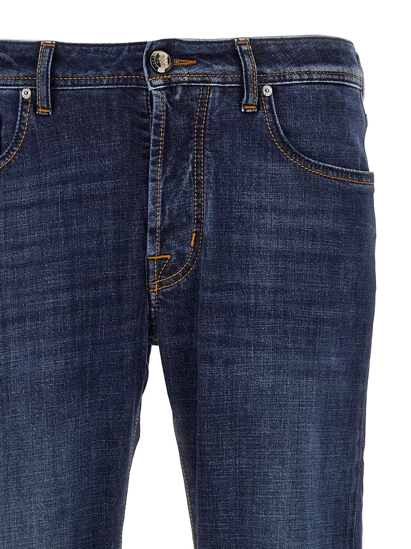 Jacob Cohen Straight Cut Stretch Cotton Jeans In Blue