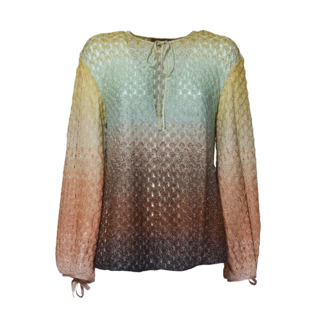 Shop Missoni Multicolor Dégradé Viscose Lamé Lace Blouse