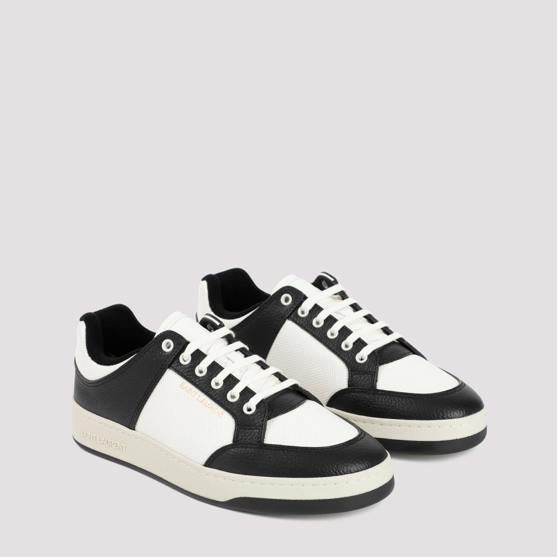 Shop Saint Laurent Grained Leather Sneakers In Black