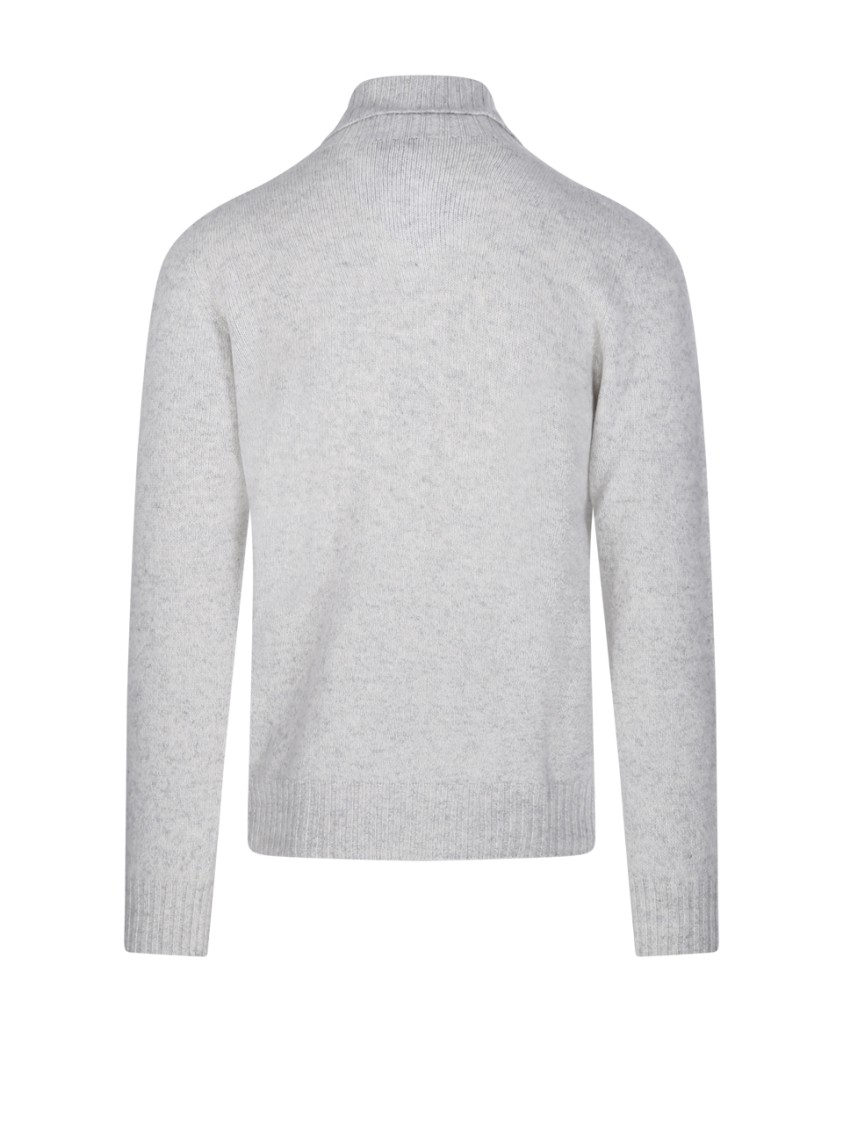 Altea Ribbed Turtleneck Sweater In Virgin Wool And Cashmere Blend In White
