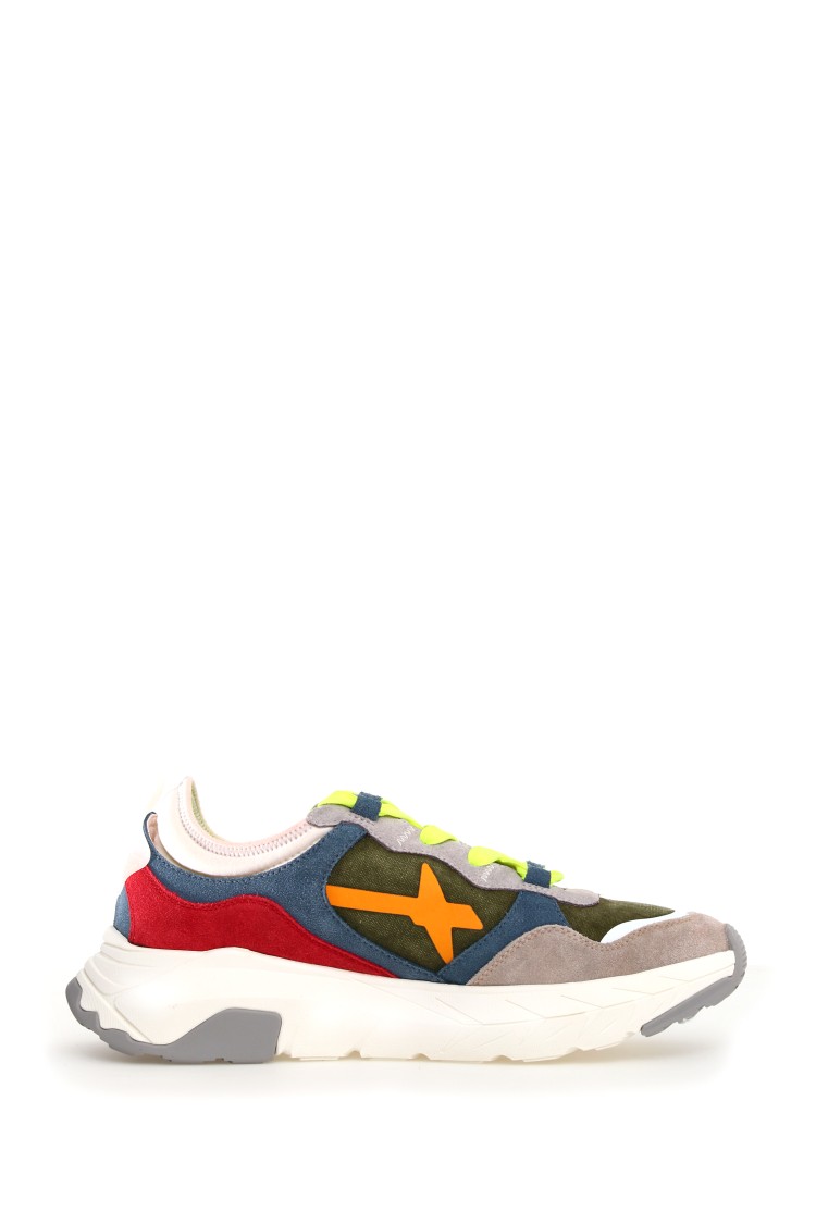 W6yz Multicolor Elevated Rubber Sole Sneakers With Suede In Multicolor