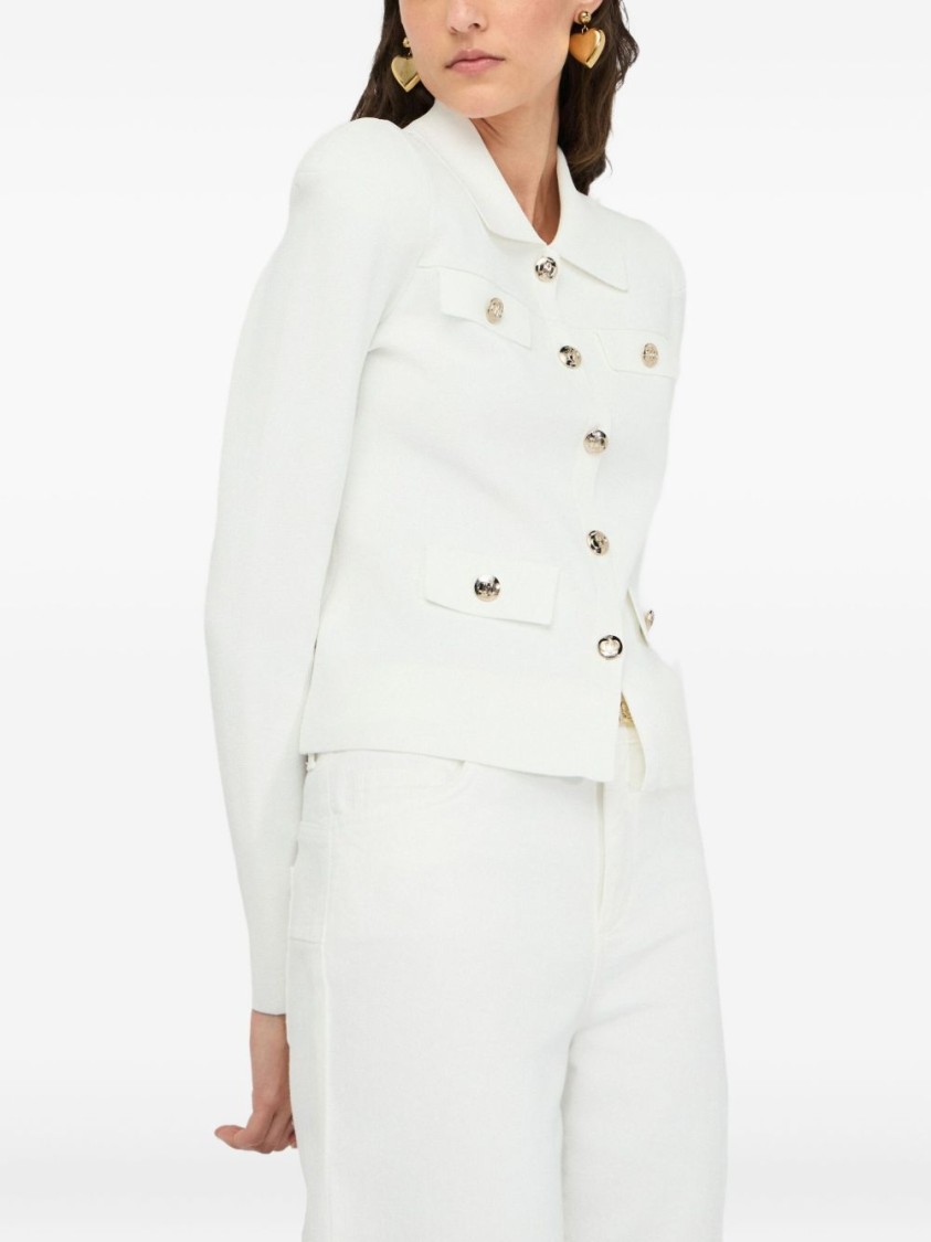 Liu •jo Liu Jo Fitted White Jacket With Classic Collar And Decorative Buttons In White