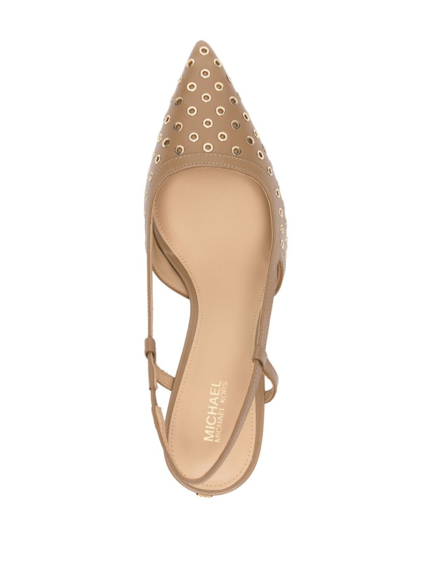 Michael Kors Beige Pointed Toe Slingback Shoes In Brown
