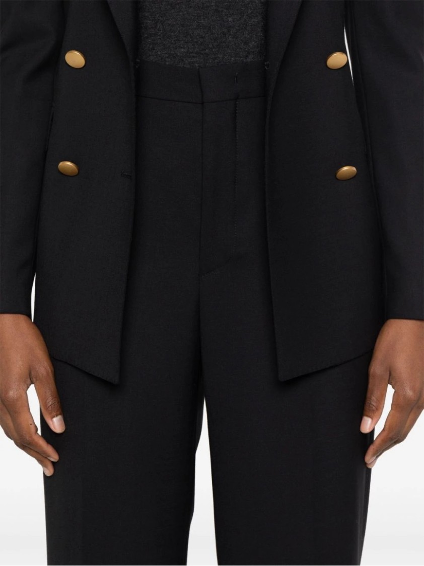 Tagliatore Wool Double-breasted Jacket Gold Buttons In Black