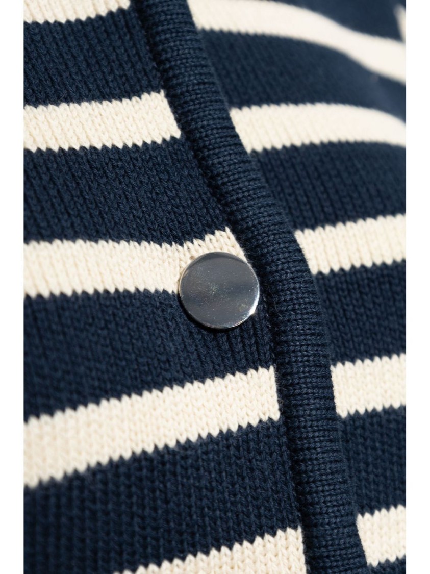 Theory Striped Cropped Jacket In Cotton Bouclé In Black
