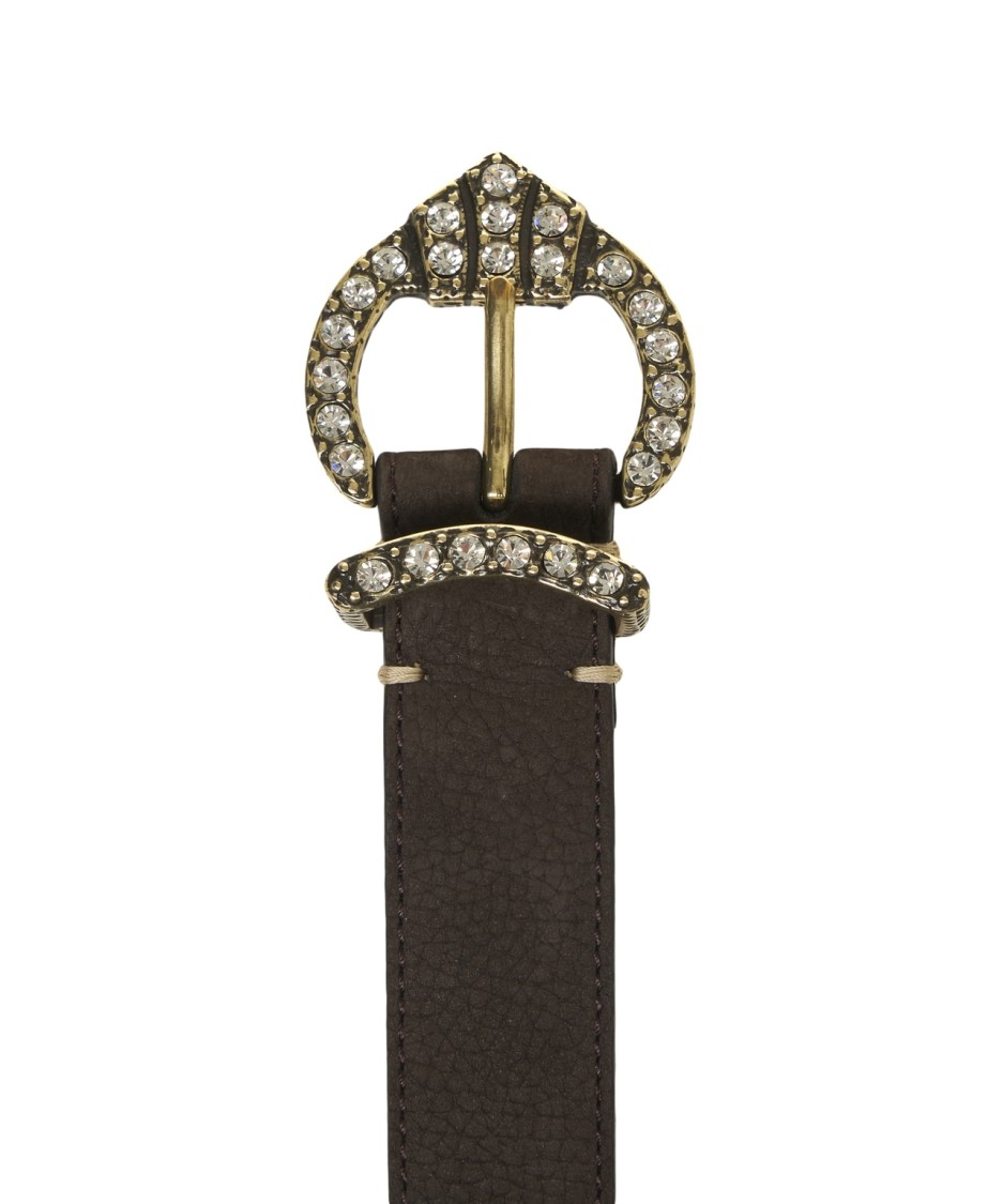 Gavazzeni Cleo' Rhinestone-adorned Nubuck Leather Belt