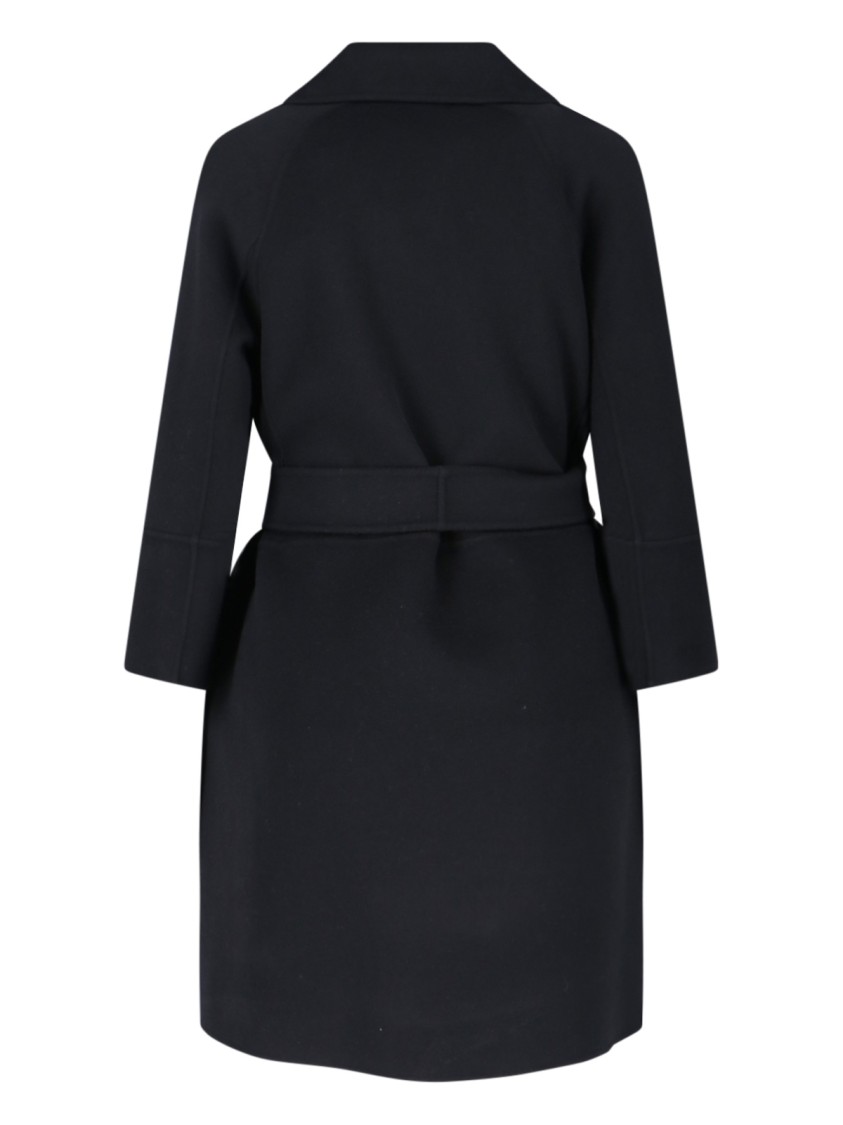 Max Mara Short Virgin Wool Coat With Classic Lapel In Black