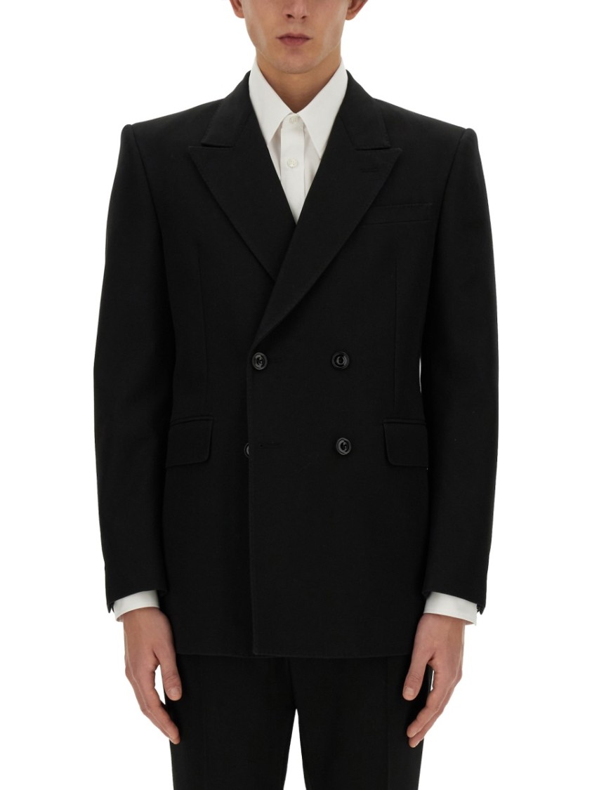 Alexander Mcqueen Double-breasted Tailored Jacket Structured Shoulders In Black