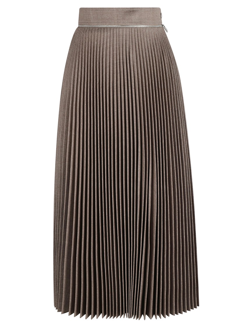 Burberry High-waisted Pleated Skirt With Sophisticated Flow In Brown
